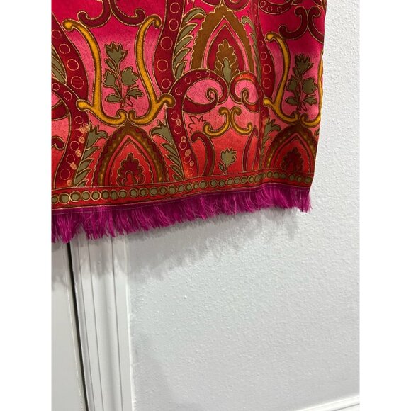 Vintage Harolds Red Paisley Silk Long Pencil Skirt Size 12 - Picture 4 of 8